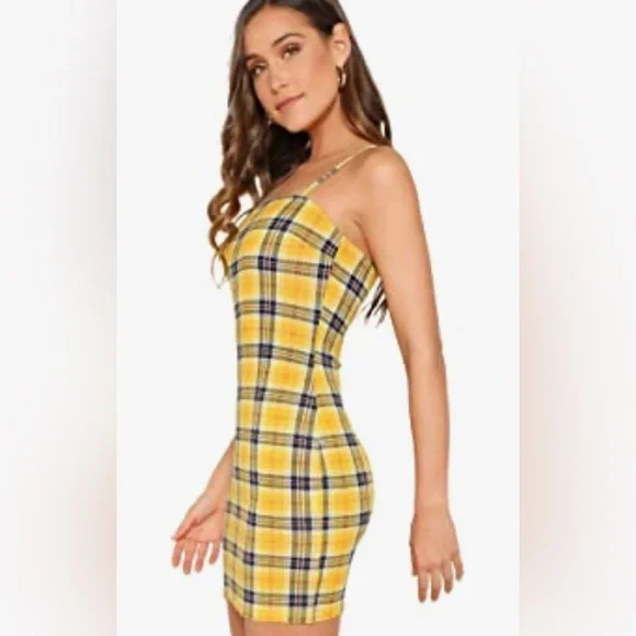 NWT 👗 Women's Plaid Print Mini Cami Bodycon Dress, MULTIPLE COLORS AVAILABLE 👗 - Picture 3 of 16